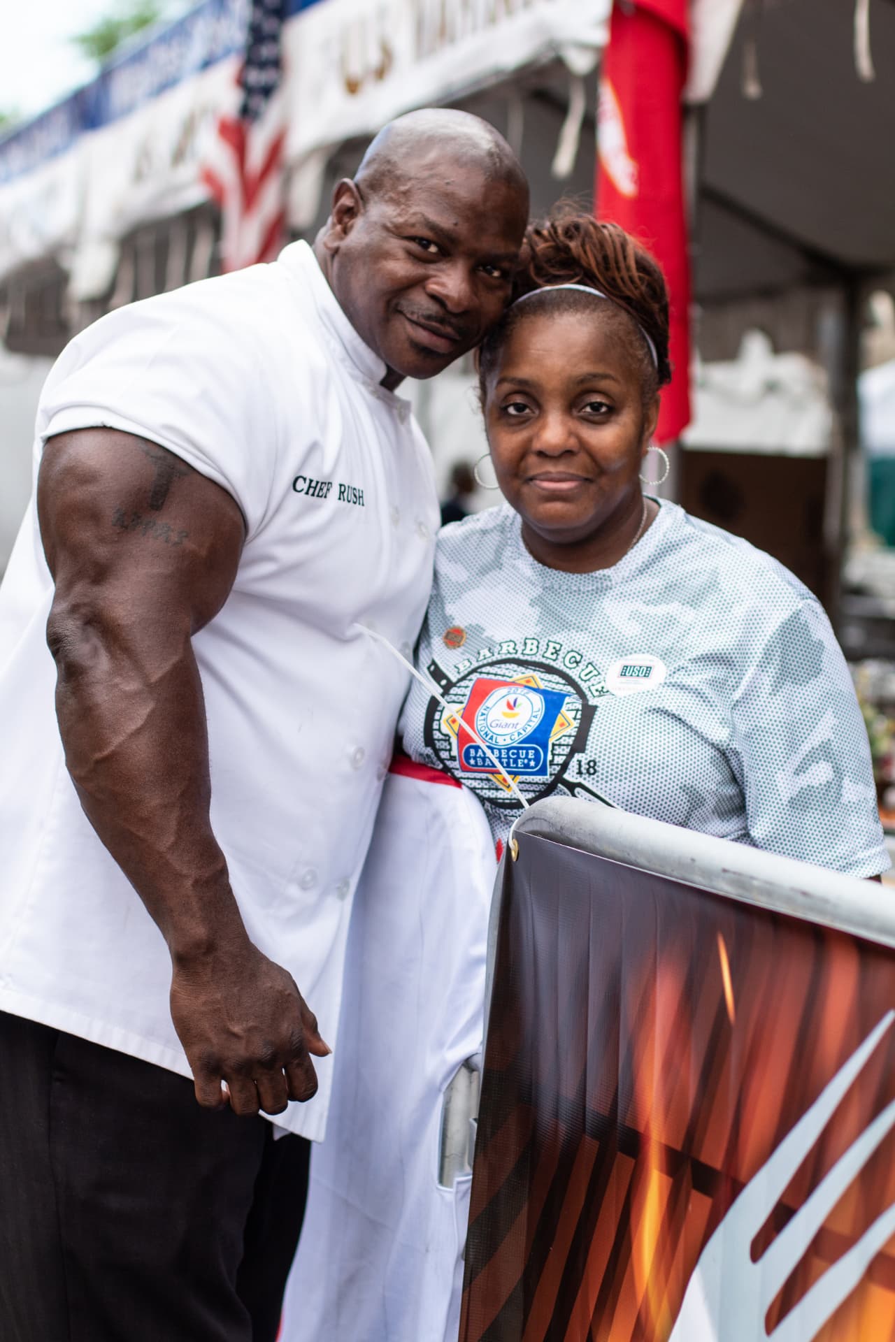 Chef Andre Rush at a USO barbecue fundraiser